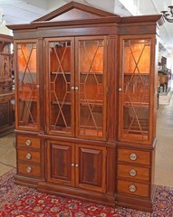 Ethan Allen Newport Collection Mahogany Bookcase China Cabinet Breakfront