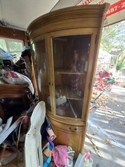 Antique Curved Glass China Cabinet