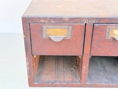 Antique Globe Wooden Index Card Catalog File Cabinet Oak 4 Drawer