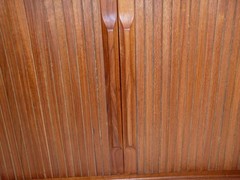 Vtg Mid Century Eppco Enterprises Teak Tambour Door Wall Mount Cabinet 18x12x8