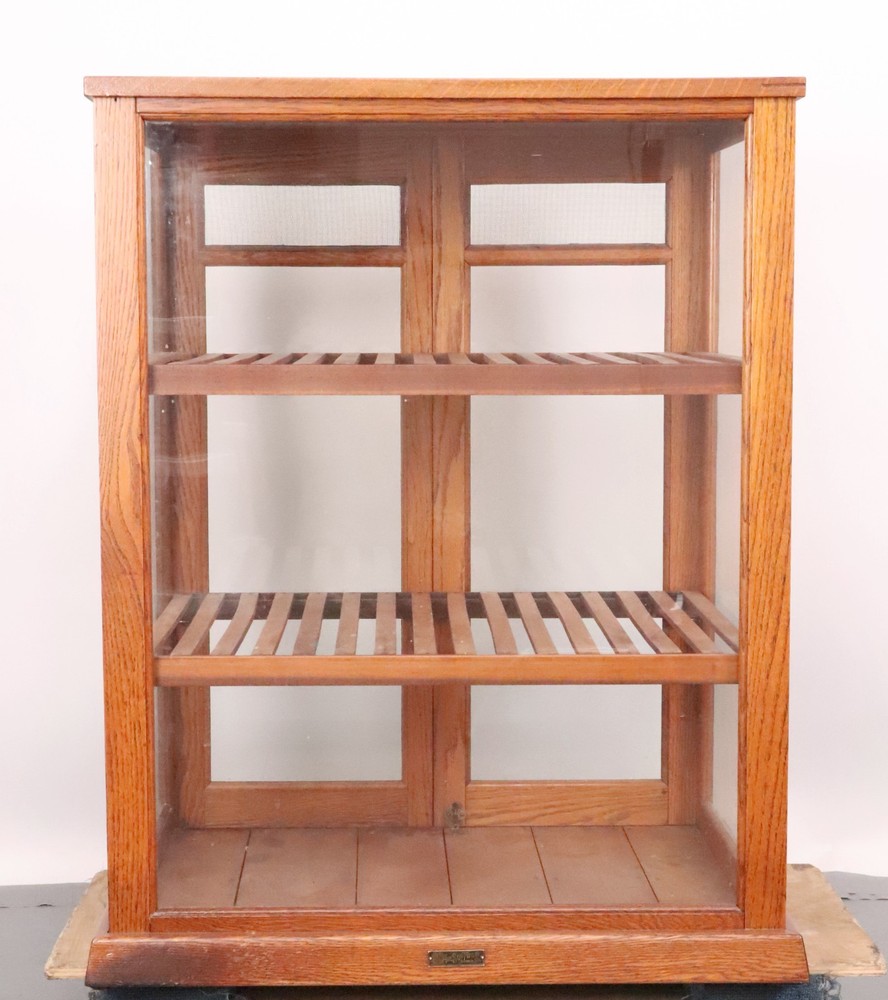 Antique Golden Oak Pie Pastry Display Cabinet