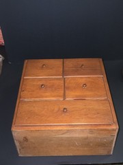 Prim Rustic Wooden 5 Drawer Hanging Spice Cabinet Box Apothecary Cupboard