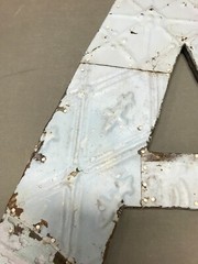 Decorative Salvage Tin Ceiling 16″ Patchwork Blue Metal VTG Letter A 1795-24B
