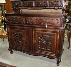 Antique Country French Hand Carved Solid Walnut Vassilier Buffet Cupboard C1870