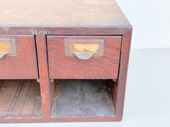 Antique Globe Wooden Index Card Catalog File Cabinet Oak 4 Drawer