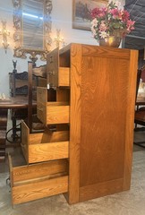 Antique American Tiger Oak Imperial Methods Co 4 Drawer Filing Cabinet 52″