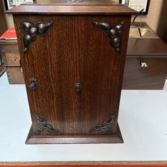Large Antique Oak Smokers Cabinet. in vgc for age with working lock and key
