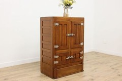 Farmhouse Antique Ash Ice Box Kitchen Pantry or Bar Cabinet #53682