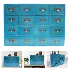 Vintage 16 Drawers Tabletop Library Card Catalog Cabinet Apothecary Storage Box