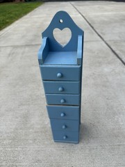 Antique FRENCH COVENTRY Provincial BLUE What Not Shelf Drawer Cabinet Cupboard