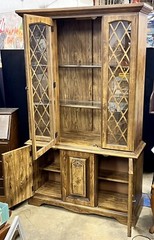 Vintage 1970’s Dining Room China Cabinet Hutch w/ Upper Display Case – 74x45x16
