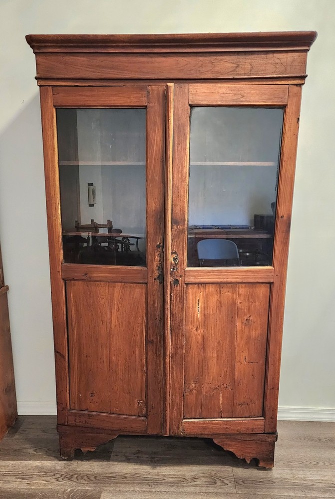 19th Century Large Cherry Cupboard With Glass 1800