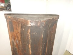 Antique Corner Cupboard Cabinet Blind doors Early Primitive 2 piece