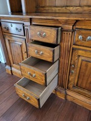 Vintage Oak China hutch cabinet by Hickory Chair Co. Custom built & finish