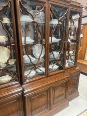Vintage Karges Georgian Mahogany Breakfront Lighted China Cabinet