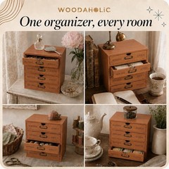 Vintage Stackable Desk Storage with 4 Drawers – Organize Craft Supplies