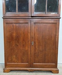 c. 1780 mortise, pegged walnut two piece twelve pane cupboard two drawers.