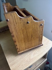 Mid Century Solid Oak Magazine Rack / Magazine Stand Handmade Beautiful Detail