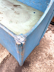 Antique 19th Cent Primitive Pine Blue Painted Cupboard Grain Box Sink we Deliver