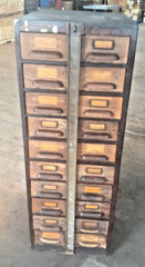 Antique 20 Drawer Lovely mitered Hardwood Wood Cabinet – USA -c