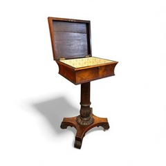 Antique Regency Mahogany Teapoy Pedestal Table