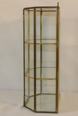 Vintage 3-Tier Brass Glass Mirrored Curio Cabinet Hanging Tabletop Display 14×10