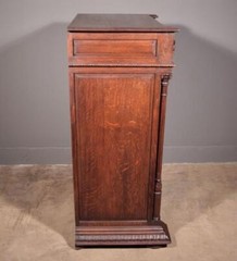 French Antique Solid Oak Wood Cabinet with Highly Carved Virgin Mary Door