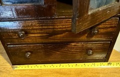 Antique Child’s Toy China Cabinet 22”x 12”x6.25” W/ Drawers & Glass Doors