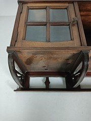 Large antique art deco cabinet wall hanging display buffet beveled glass wood