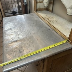 Antique Oak Hoosier Cabinet With Original Flour And Sugar Bins Roll Tambour Zinc