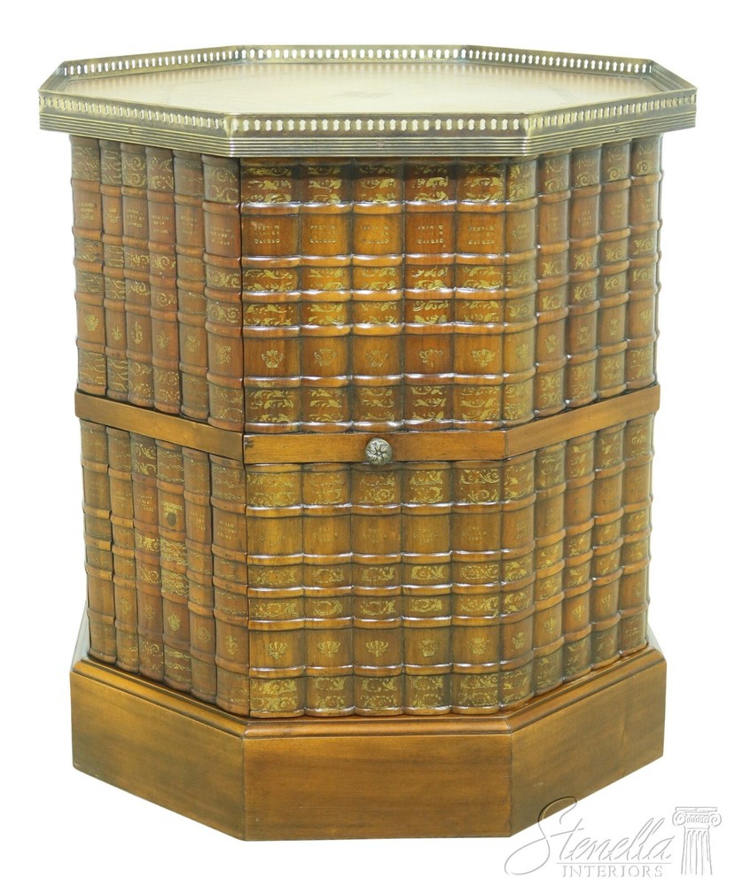 L33328EC: THEODORE ALEXANDER Octogonal Leather Bookspline Bar Cabinet