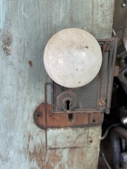 Beautiful Antique Barn Door With Original Glass Knob And Metal Fixtures