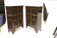 19th Century Gorgeous Pair Dutch Colonial Oxblood Floral Motif Cabinets-Proven.