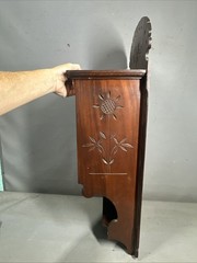 19thC Antique VICTORIAN Era EASTLAKE Old CARVED Flower WALNUT Wall CURIO CABINET