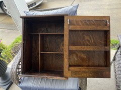 Antique Solid Oak Bathroom Medicine Apothecary Pharmaceutical Cabinet w/ Mirror