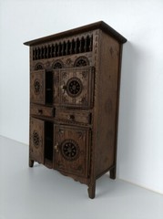 Small French Breton cabinet Wood antique 19th century hand Carved Gorgeous Ra