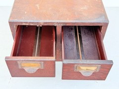 Antique Globe Wooden Index Card Catalog File Cabinet Oak 4 Drawer