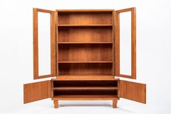 Art Deco Cherry & Burl Wood Display China or Bar Cabinet 1930s