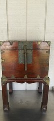 Vintage Korean Wedding Chest Bandaji Brass Hardware Wood Cabinet Stand
