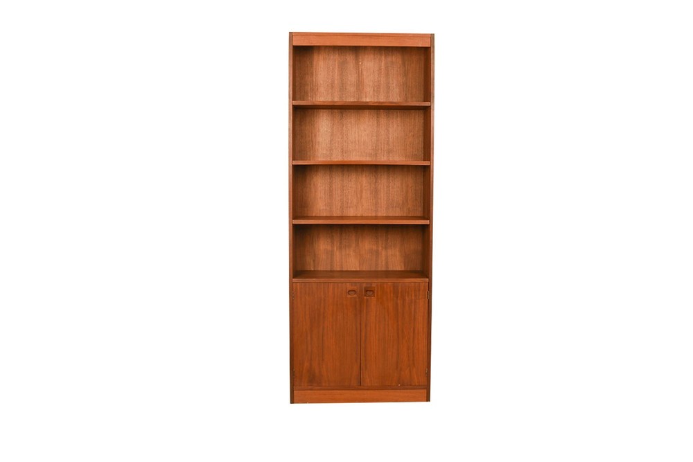 Mid-Century Walnut Hutch Bookcase Cabinet