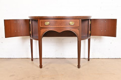 Baker Furniture Federal Inlaid Mahogany and Satinwood Demilune Cabinet