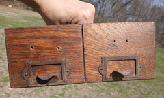 Lot Set 2- Vintage WC Heller 12″ Oak Card Slide Hardware Drawer Box Wood Slides