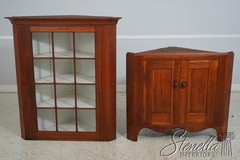 LF69957: Period 19th Century Cherry 2 Piece Country Corner China Cabinet