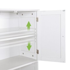 Bathroom Floor Cabinet with 2 Drawers & Adjustable Shelves for Living Room White