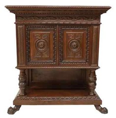 Antique Cupboard, Court, Carved, Renaissance Revival, Cornice, Foliate E. 1900s