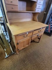 Antique Possum Belly Farmhouse Bakers Kitchen Hoosier Cabinet 2 Piece