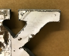 Decorative Salvaged Tin Ceiling 8″ Patchwork Shabby White Letter X Metal 189-26B