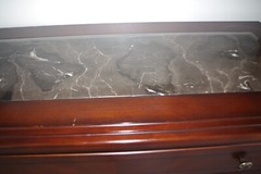 Broyhill Mahogany Wood China Marbel Top Silver Wear Cabinet