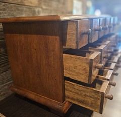 Antique 18 Drawer Hardwood Table Top Apothecary Cabinet ~ EXCELLENT COND ~
