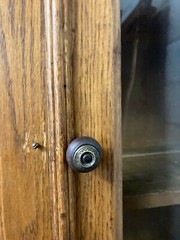 LATE 19TH CENTURY 2 PC Oak BUFFET KITCHEN CUPBOARD HUTCH, drawers, glass doors